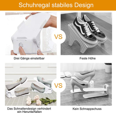 YRHome 10 Stück Einstellbare Schuhregale Schuhorganizer Schuh Organisierer aus PP-Material, 3 höhenv