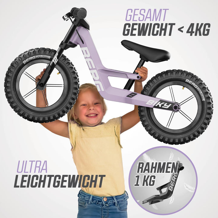 BERG Biky Cross Laufrad | ab 2 Jahren | 12 Zoll | Kinder Laufrad mit Handbremse | Luftreifen | Höhen