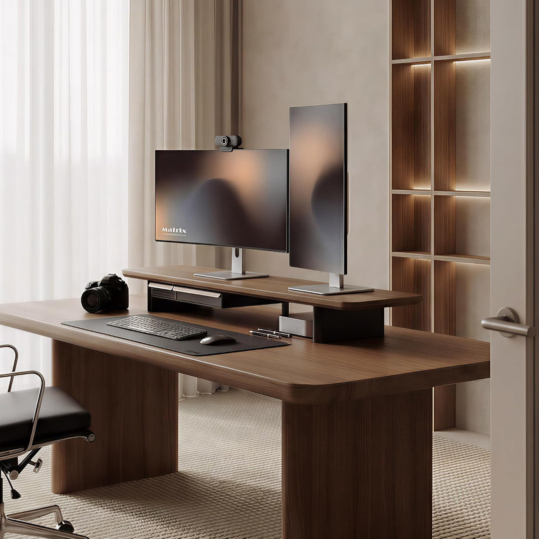 Fenge Monitorständer, 108cm, Massivholz-Fuss, für Laptop PC TV, Braun, Braun