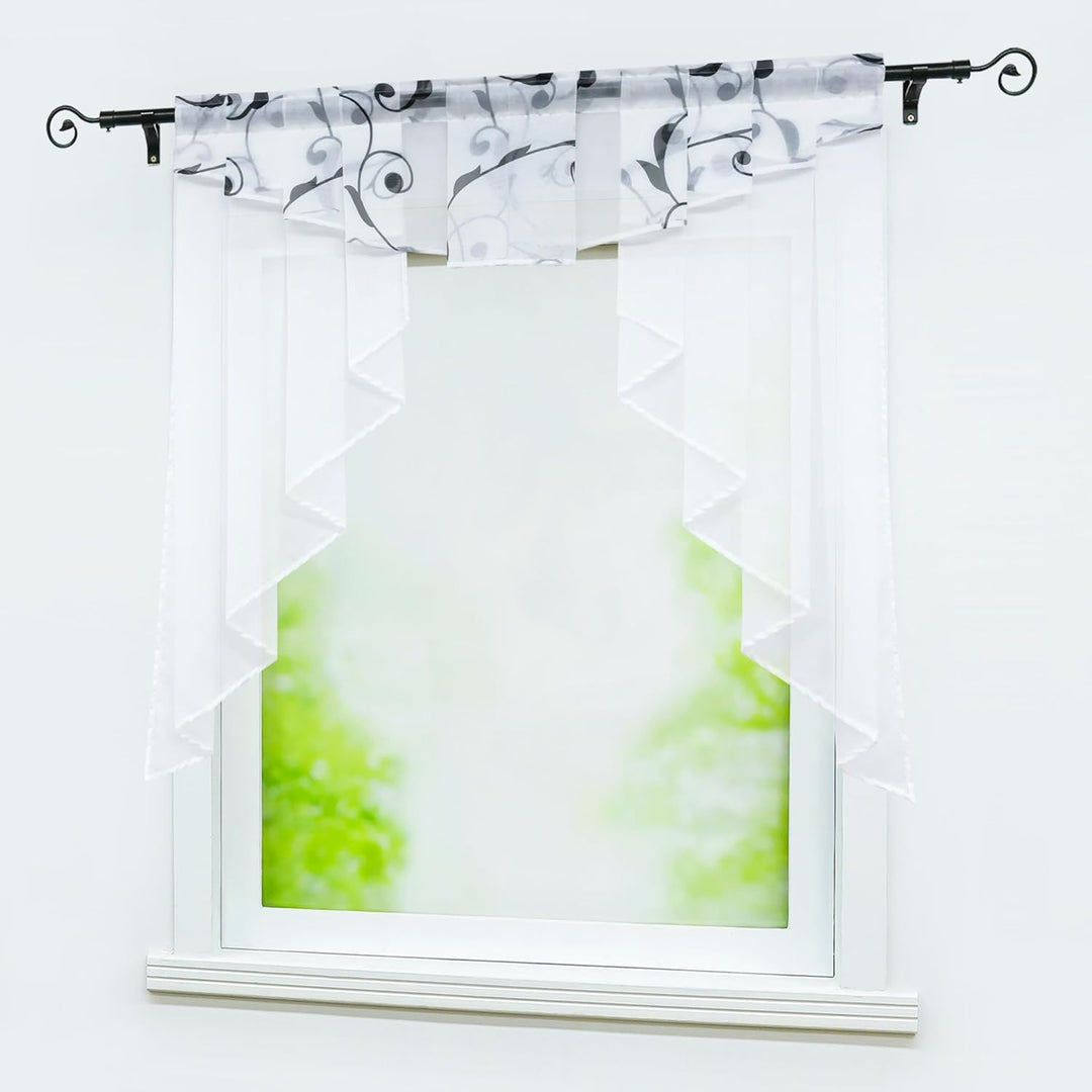 Yujiao Mao Voile Kleinfenster Gardinen Weiss Vorhang Fenstergardine Scheibengardine mit Falten Schwa