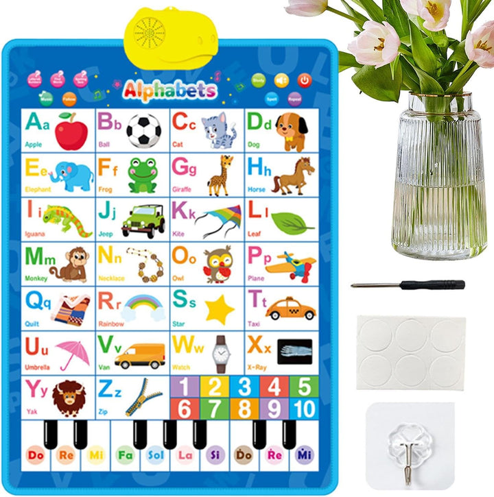 Elektronische Wandtafel – interaktives 40,6 x 55,9 cm grosses Alphabet-Zahlen-Poster, musikalisches