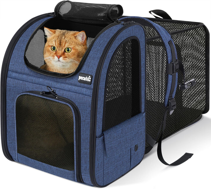 Katzenrucksack Grosse Katzen bis 8kg, Erweiterbar Faltbar, Hunderucksack mit Anti-offener Reissversc