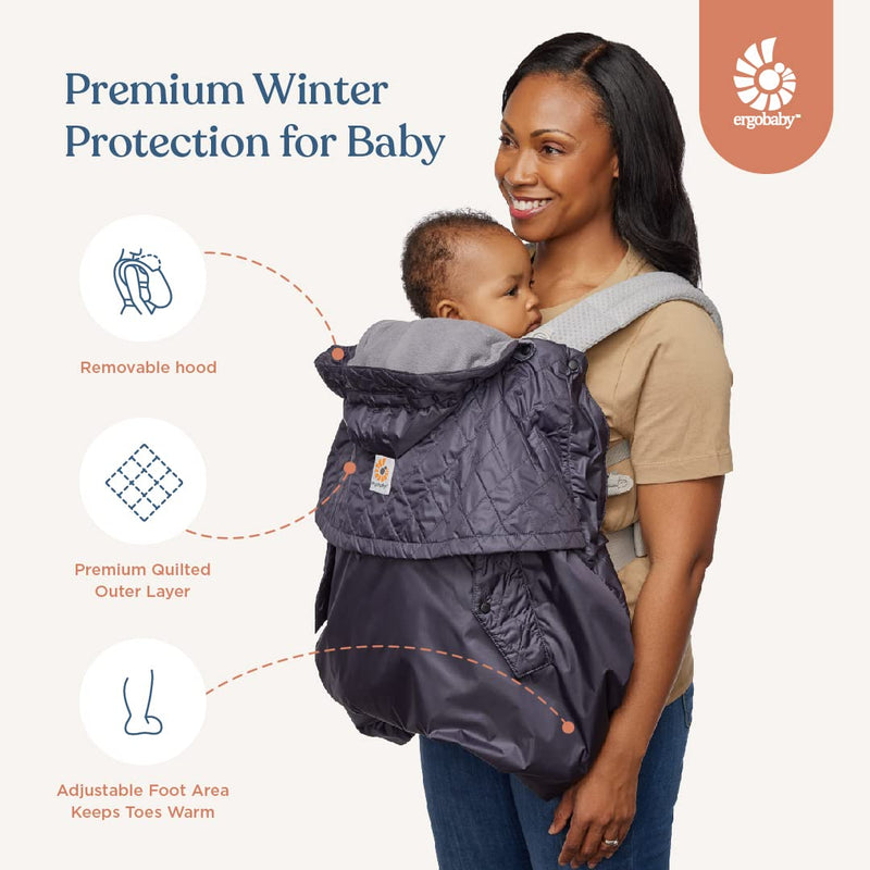 ERGObaby Wintercover, Regenschutz und Kälteschutz mit Fleece-Innenfutter für alle Babytragen, Allwet