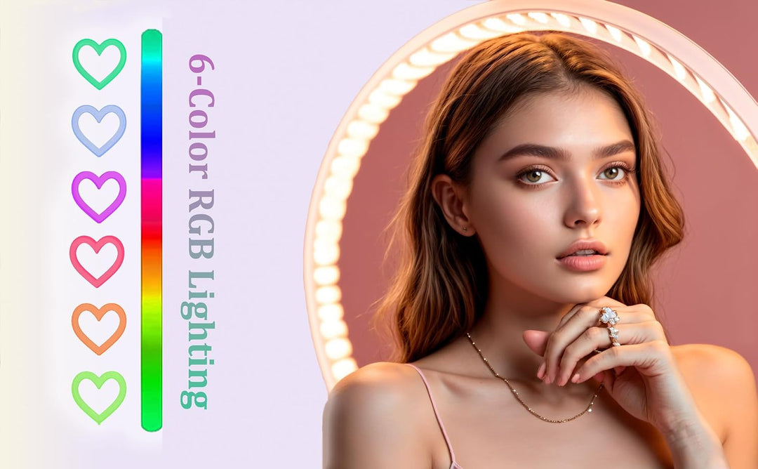 Ringlicht in Herzform, 30,5 cm (12 Zoll), RGB, LED, Herzform, mit Handyhalterung für Live-Stream/Mak