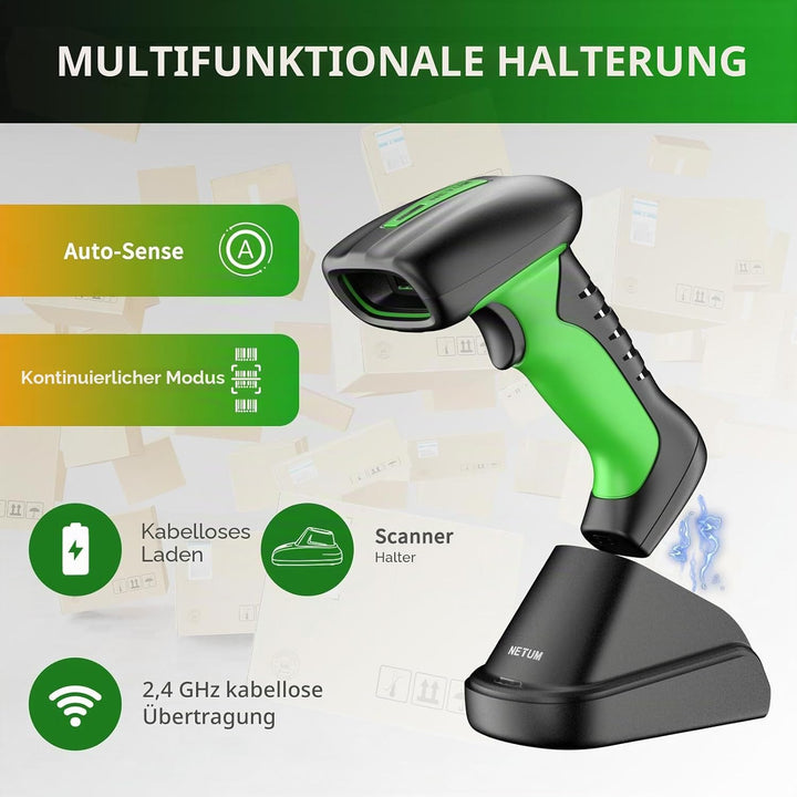 NETUM kabelloser QR-Code-Scanner Barcode-Scanner Bluetooth 2D 1D-Barcode-Lesegerät, 2600 mAh, Fallsc