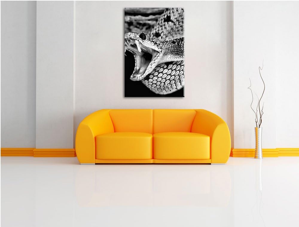 Pixxprint Giftige grüne Schlange als Leinwandbild | Grösse: 100x70 | Wandbild| Kunstdruck | fertig b
