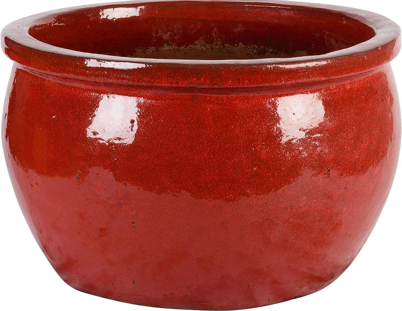 TucanoHamburg Blumentopf, Modell Bamboo in rot 50x32cm, frostfest
