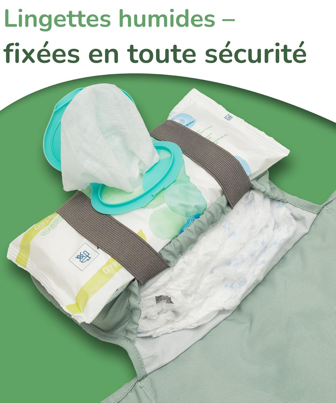Jubi® Wickelauflage Mint aus Biobaumwolle undPolyester - Wickelunterlage für unterwegs mit P