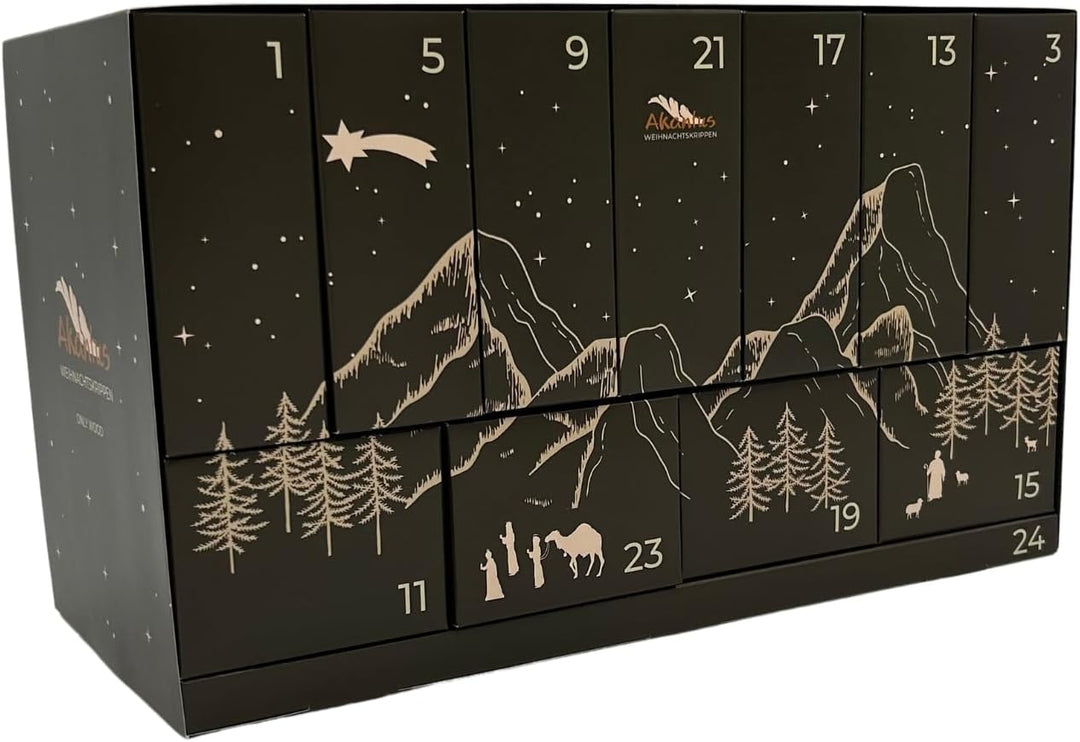 Weihnachtskrippen Adventskalender 2025 (Holz natur), Holz natur