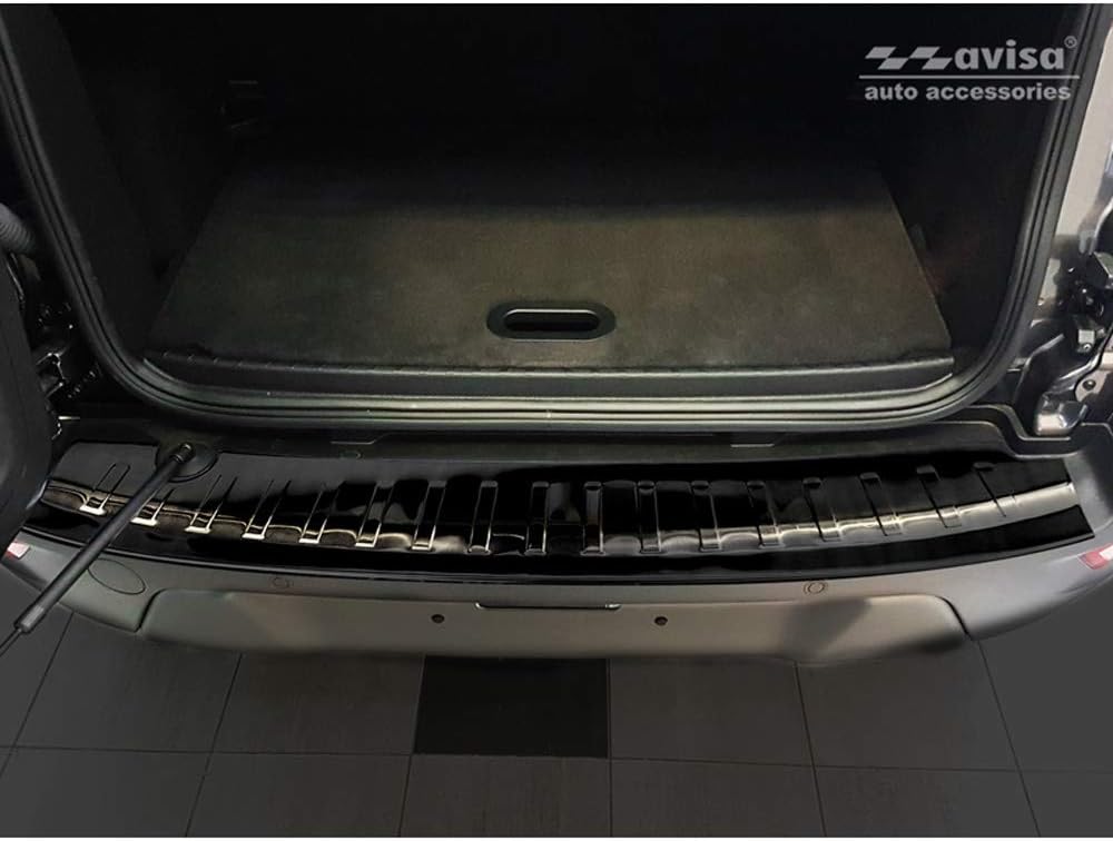 Avisa Schwarz Edelstahl Heckstossstangenschutz kompatibel mit Ford Ecosport II Facelift 2017- inkl.