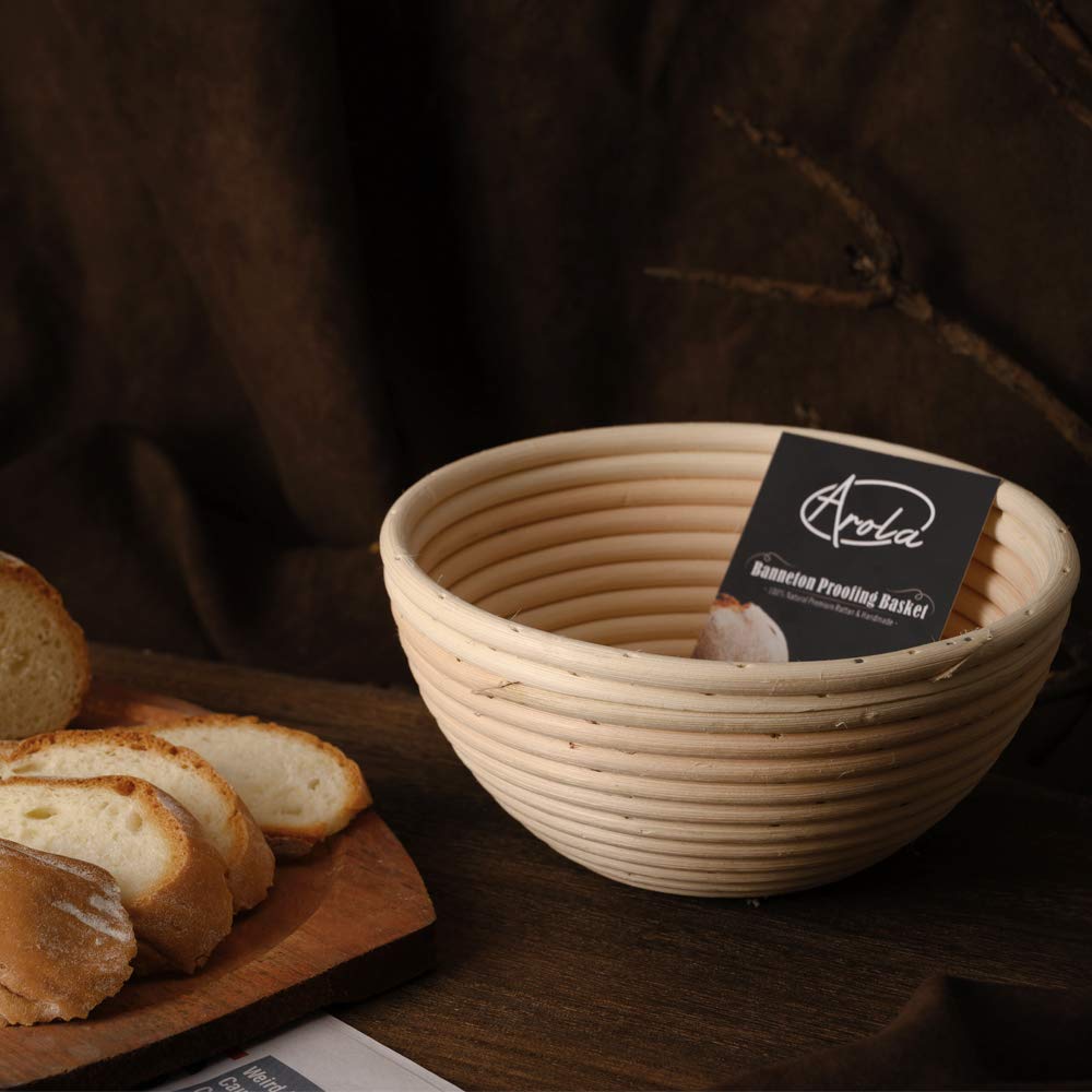 18cm Rund Gärkörbchen Banneton Brotform Korb,Handgewebter Natürlicher Rattan Gärkorb mit Leinen Line