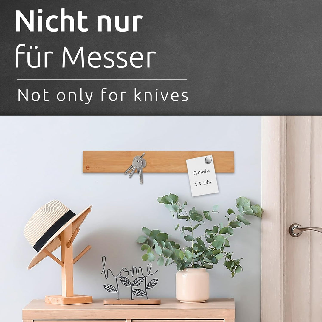 ECENCE Magnetleiste Messer selbstklebend 40cm - Messerleiste magnetisch aus Bambus-Holz mit starkem