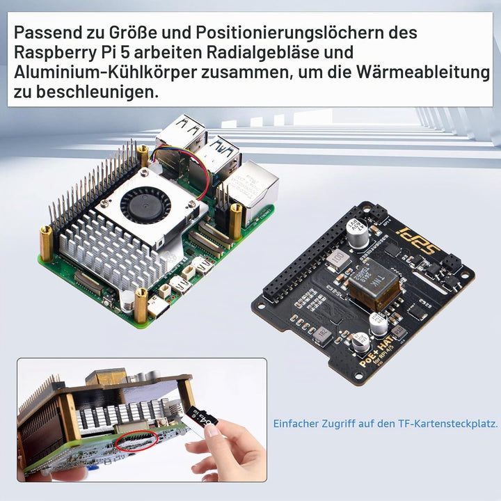 GeeekPi P30 PoE+ HAT für Raspberry Pi 5/4B/3B+, mit offiziellem aktiven Kühler für Raspberry Pi 5 2G