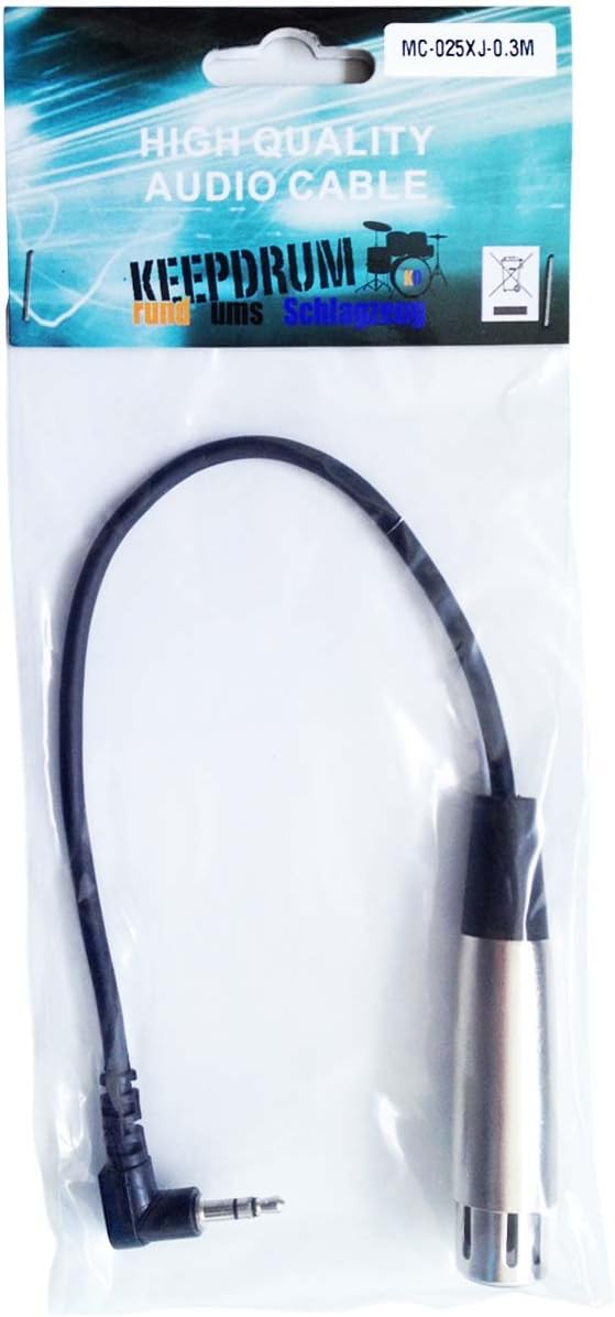 keepdrum PCMH1 Mikrofon-Spinne elastische Halterung + MC-025XJ 0,3m XLR3F - 3,5mm TRS Kabel