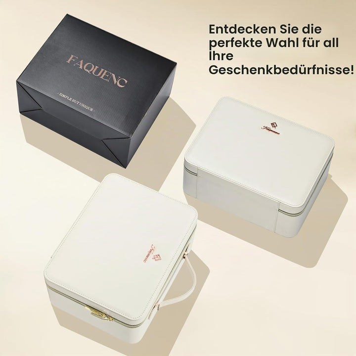 Leder-Kosmetiktasche mit LED-beleuchtetem Spiegel Reise-Kosmetikkoffer Einstellbare Helligkeit in 3