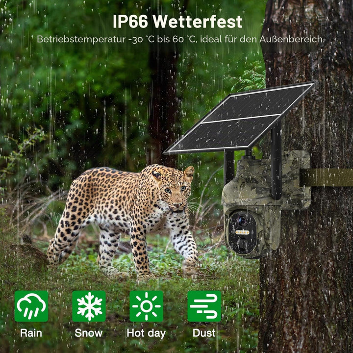 Lemnoi 4G LTE Solar Wildkamera mit Bewegungsmelder, Akku Wildkamera mit SIM Karte Preinstalliert und