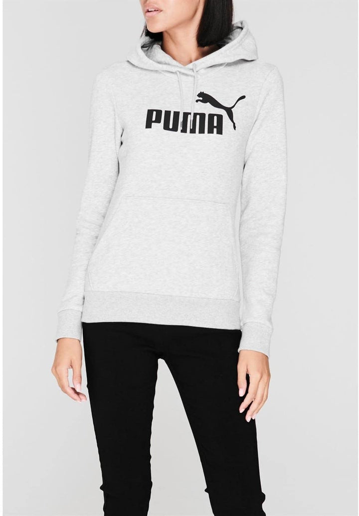 PUMA Unisex ESS Logo Hoodie FL Sweatshirt, Hellgrau, Heathe