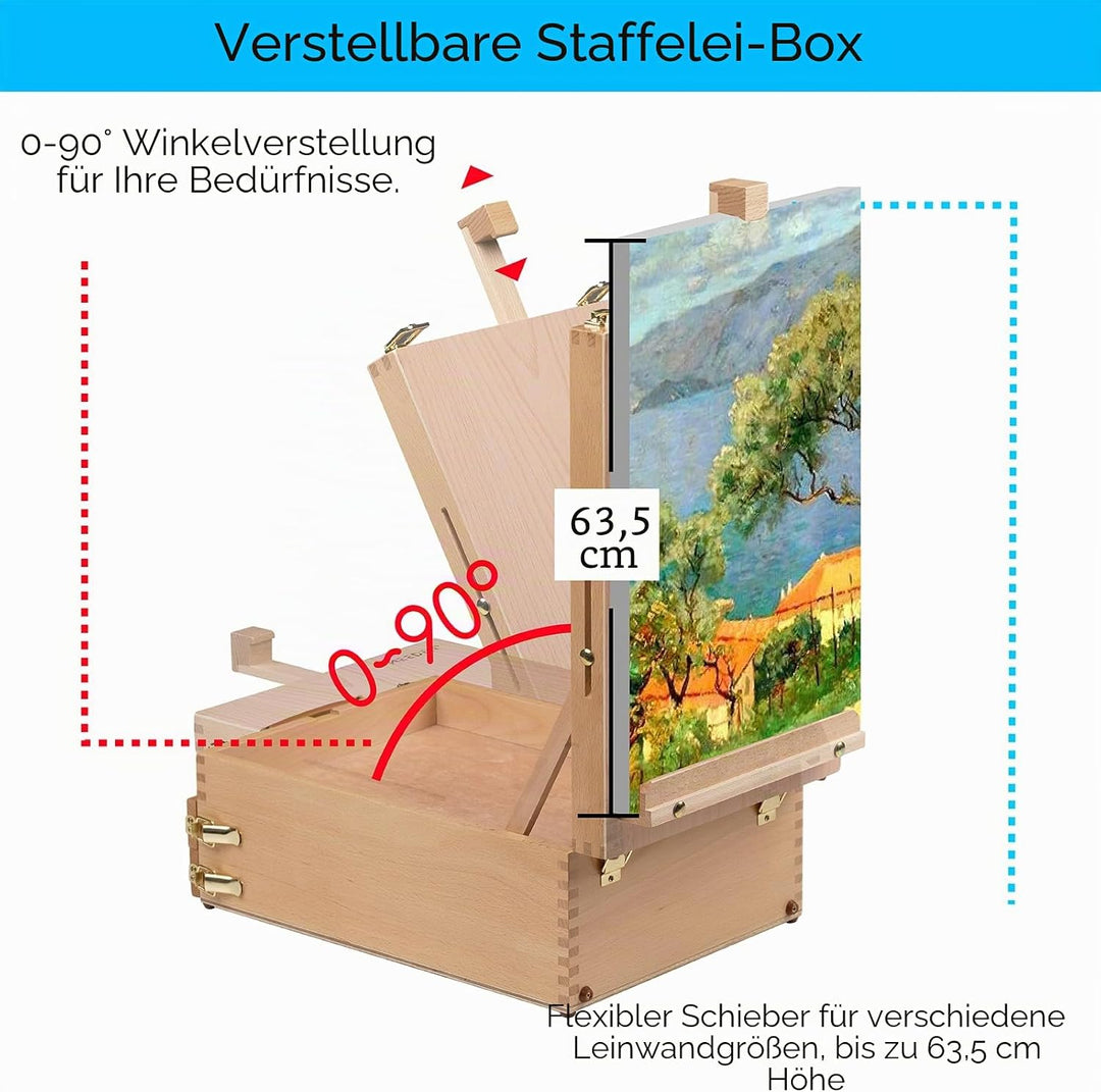 MEEDEN Schreibtisch Skizzenkasten Kunststaffelei – Multifunktionale, Verstellbare Skizzenbox aus Buc