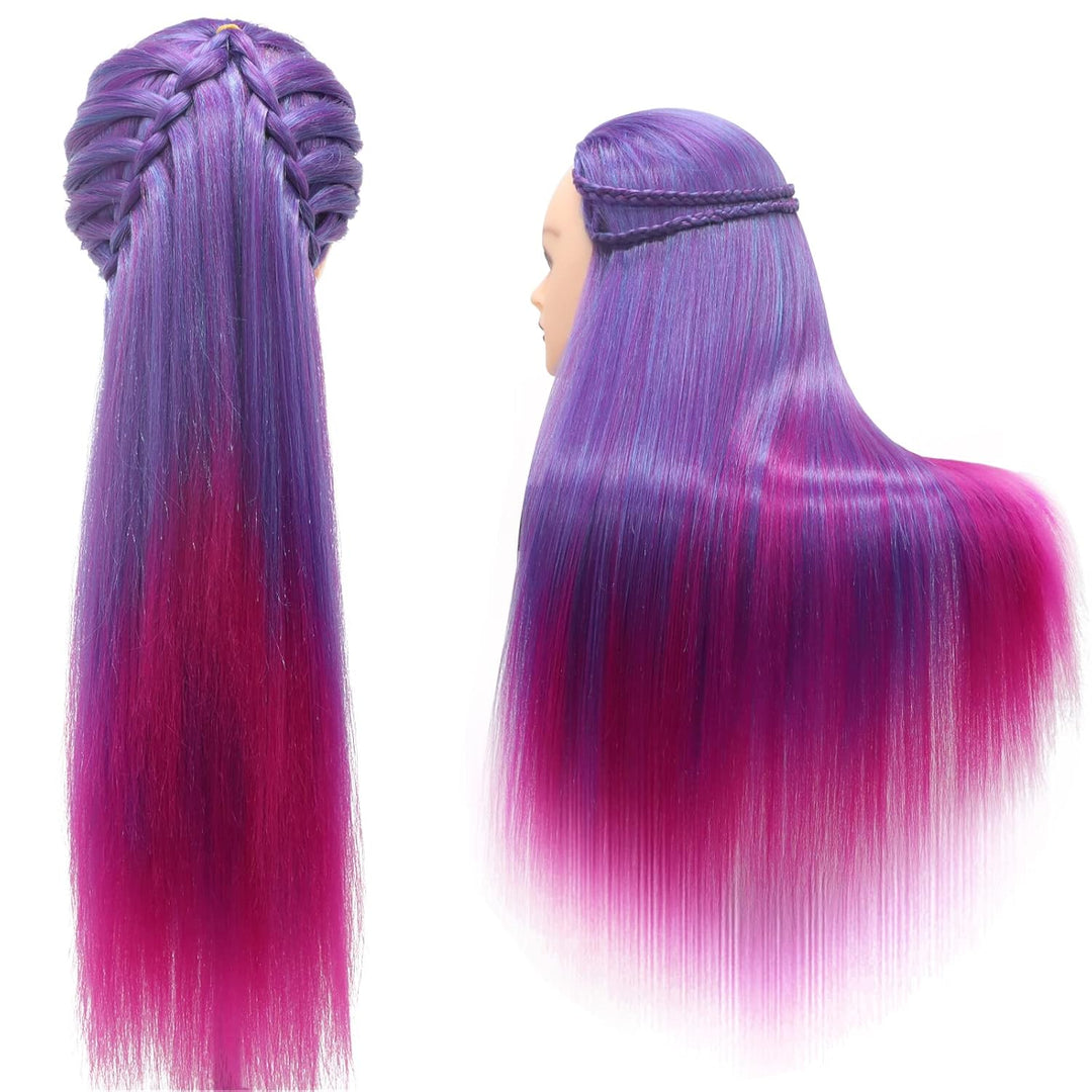 Trainingsköpfe, 28 inch Frisierkopf für Frisöre 100% Synthetikfaser-Haar Übungskopf,mit DIY Stricken