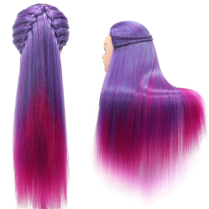 Trainingsköpfe, 28 inch Frisierkopf für Frisöre 100% Synthetikfaser-Haar Übungskopf,mit DIY Stricken