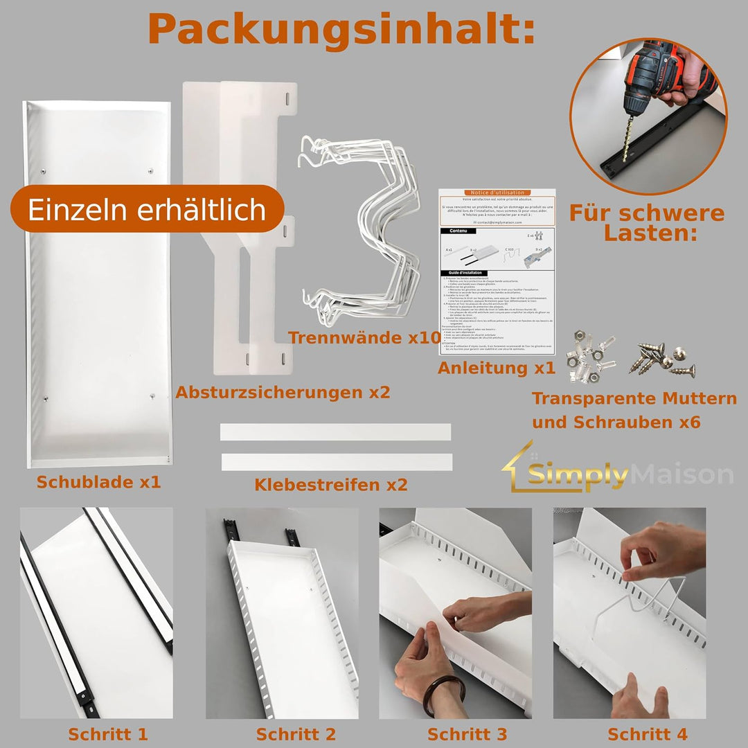 Küchenschublade – vielseitig einsetzbar für Geschirr und Lebensmittel – Deckelaufbewahrung – Küchens