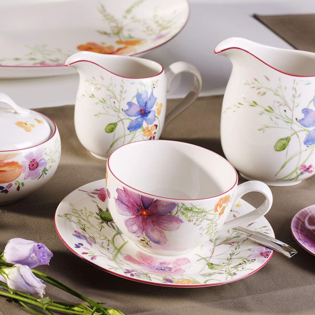 Villeroy und Boch Mariefleur Basic Milchkännchen, schöne und praktische Milchkanne mit verspieltem B