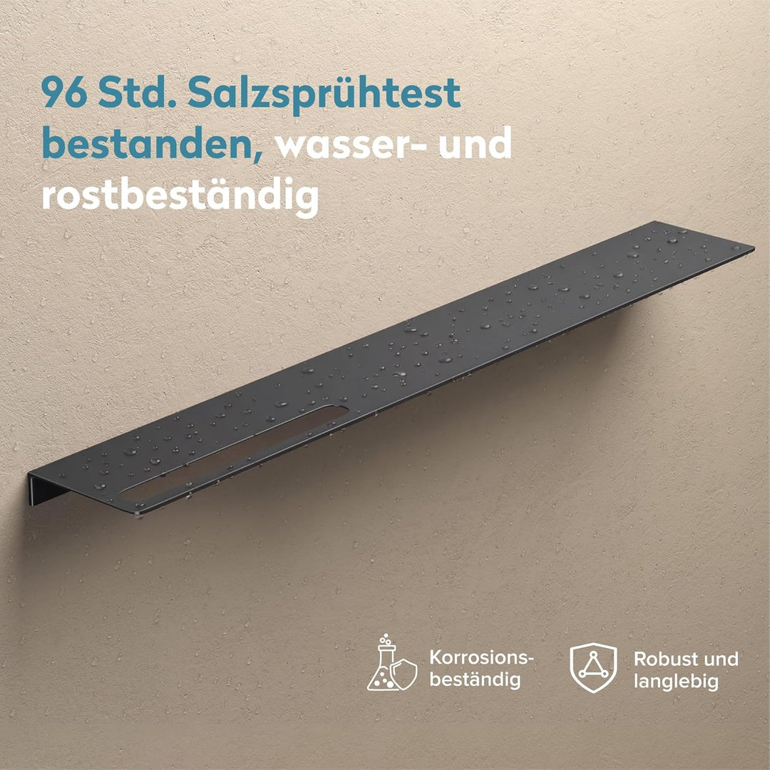 doporro Duschablage ohne Bohren aus Aluminium, Länge 60 cm, selbstklebendes Duschregal mit Handtuchh