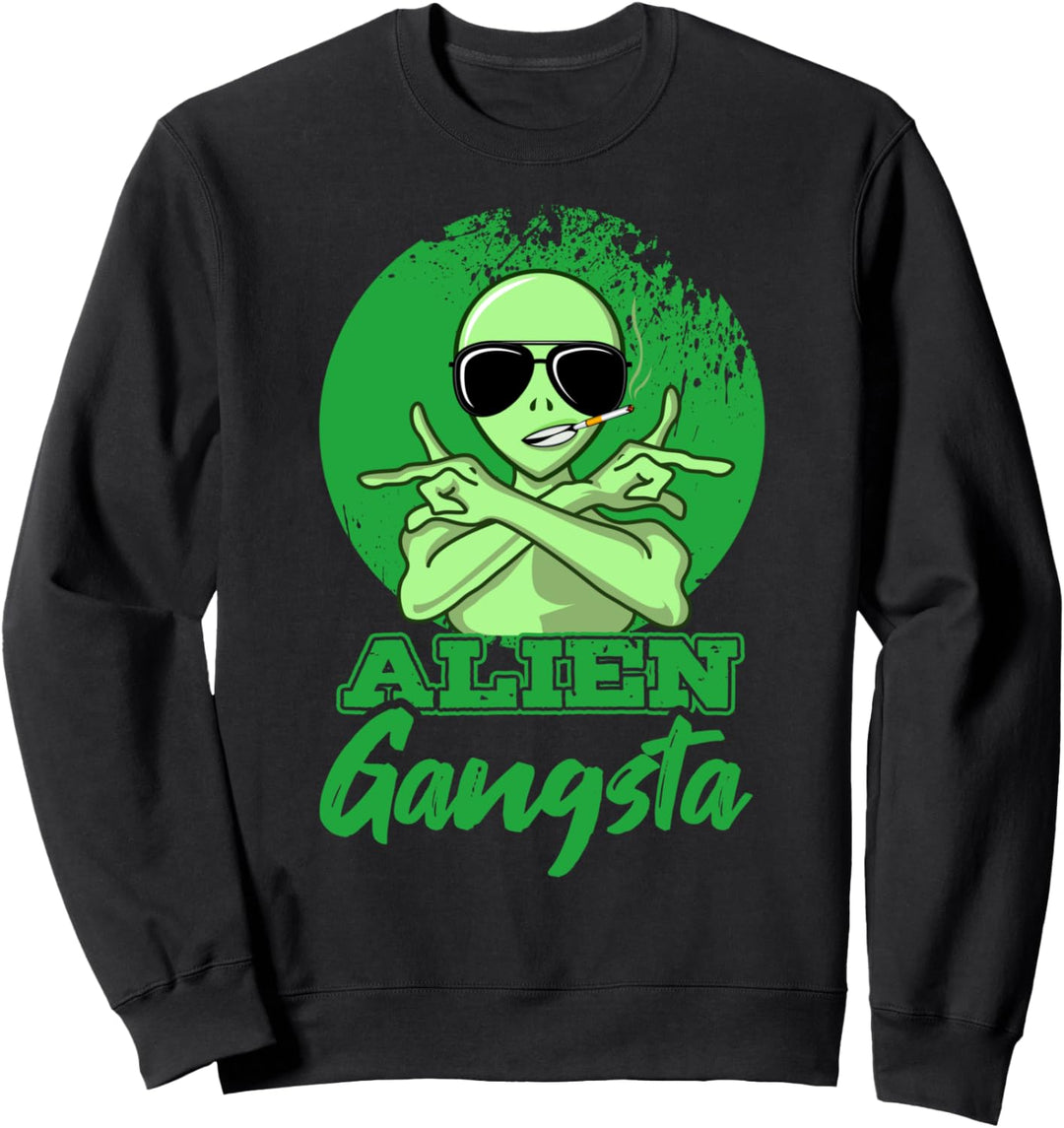 Alien Ausserirdisch Lustig Männer ALIEN GANGSTA Weltraum Sweatshirt