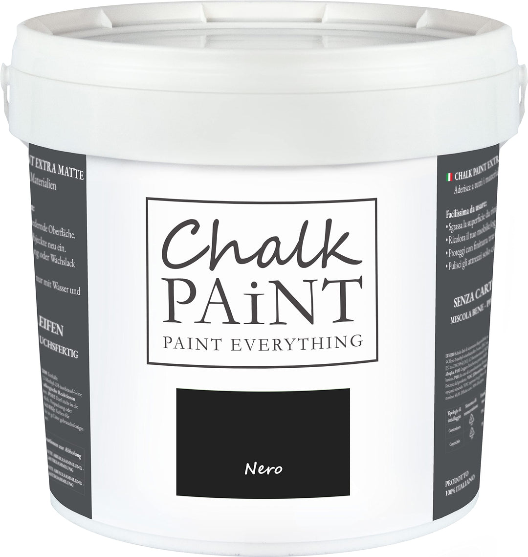 Chalk Paint Everything® Nero Kreidefarbe Wasserbasis für Alle Oberflächen einfach zu verarbeiten ohn