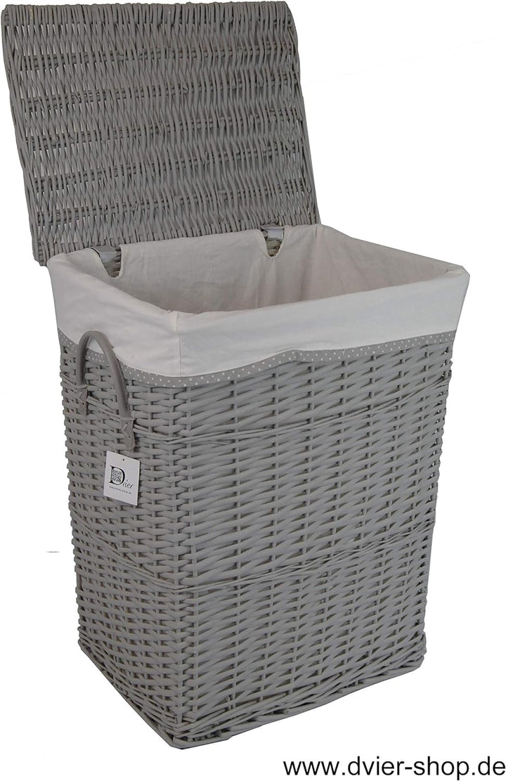 DVier 02HgRt-b Wäschekorb, Weide, wasch grau, BxTxH 40x30x55cm
