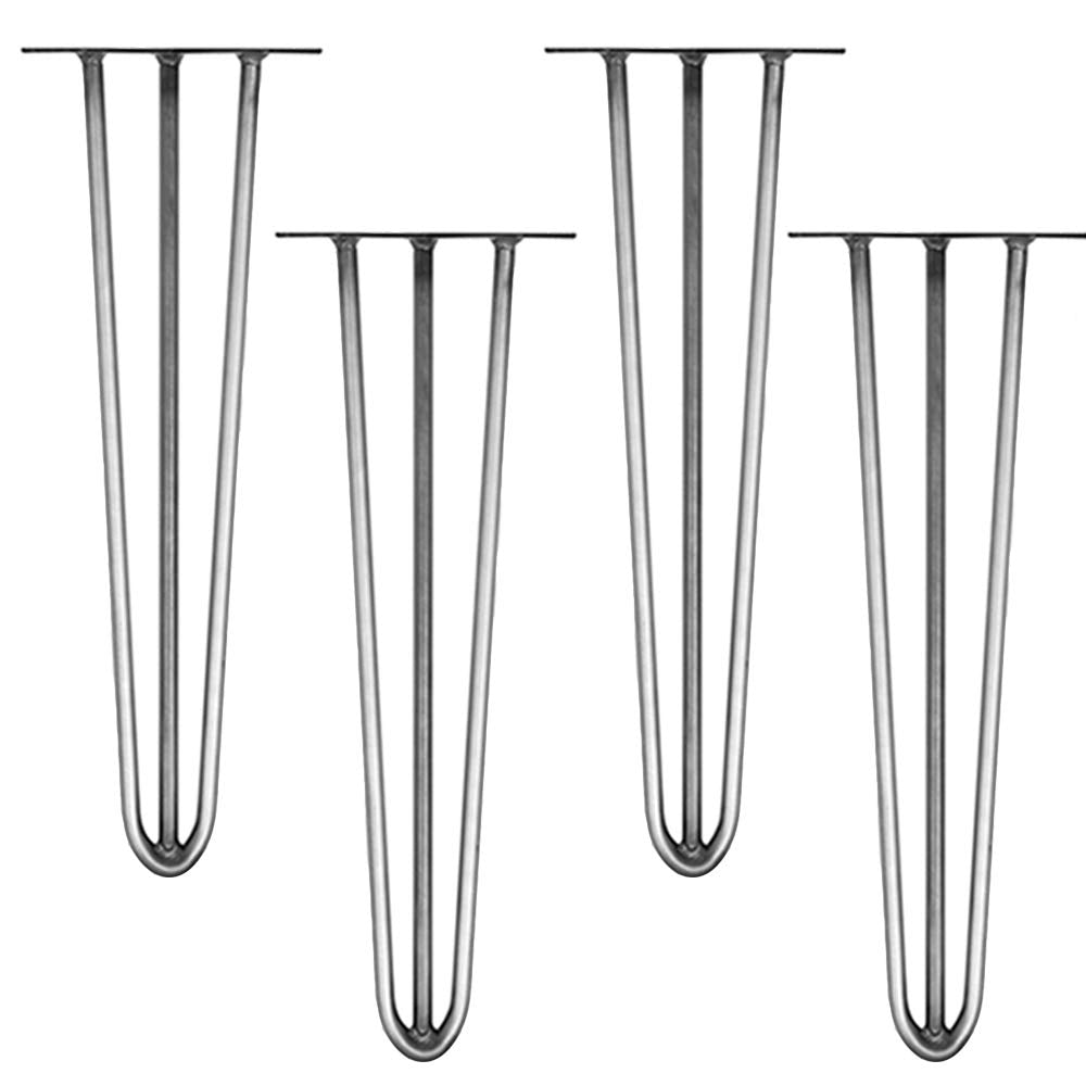 Melko 4 Stück Hairpin Legs Haarnadel Tischbeine aus 12 mm Stahl Tischfuss inkl. Bodenschoner, Höhe 4