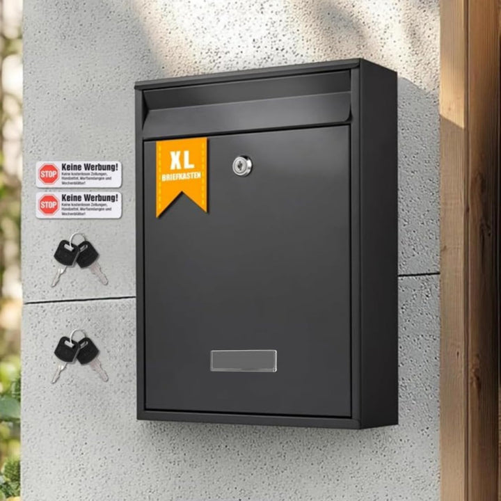 Zedelmaier XL Briefkasten Anthrazit, Wandmontage, mit Schloss und 4 Schlüsseln, passend für C4 Umsch