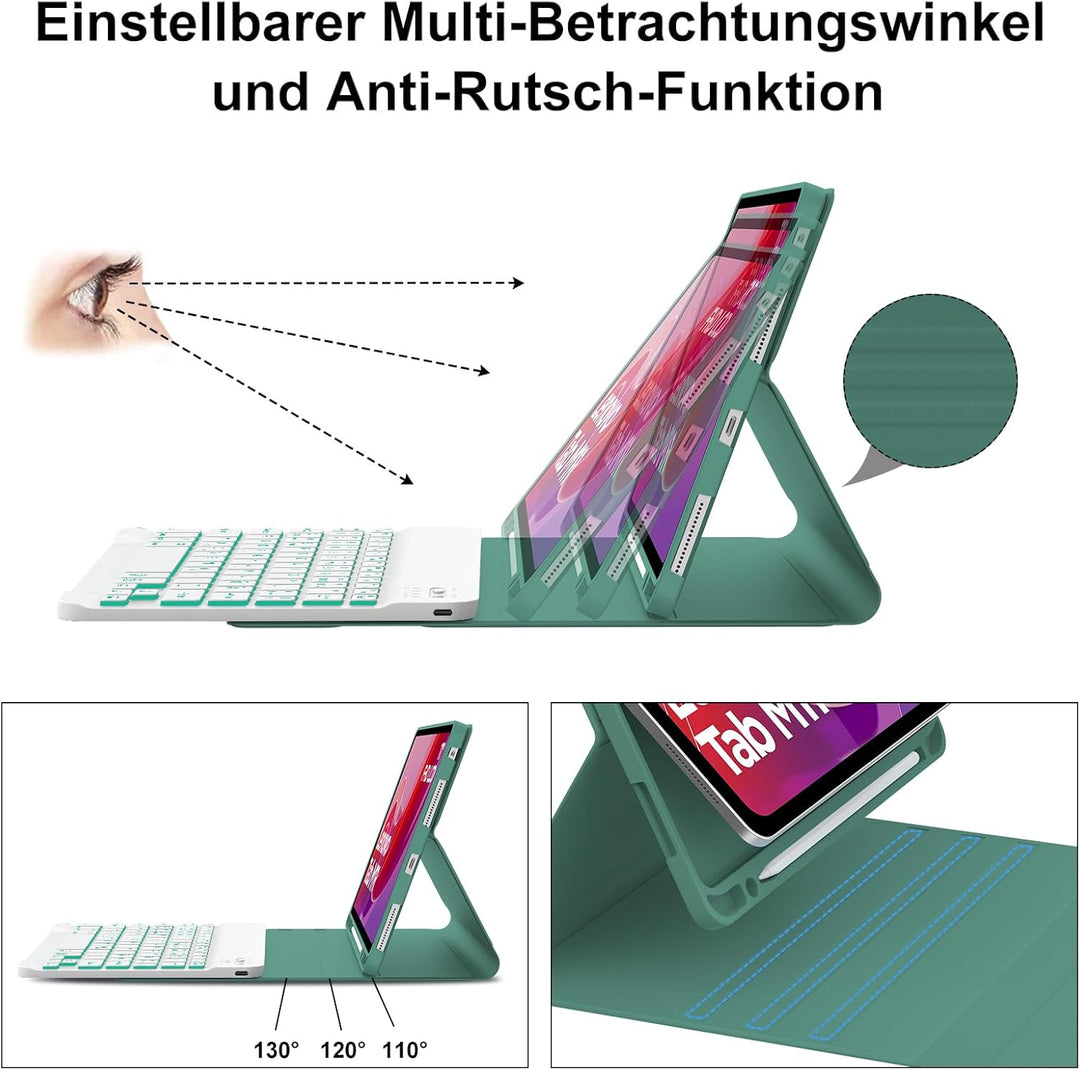 WINCHKING Tastatur Hülle für Lenovo Tab M11 11'' 2024, 7 Farben Beleuchtung, Tablet Magnetisch Abneh