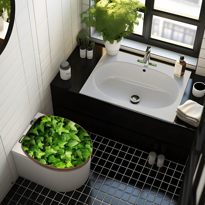 banjado® Design WC Sitz Bambus Absenkautomatik mit Motiv Efeu/Toilettendeckel mit Absenkautomatik Ho