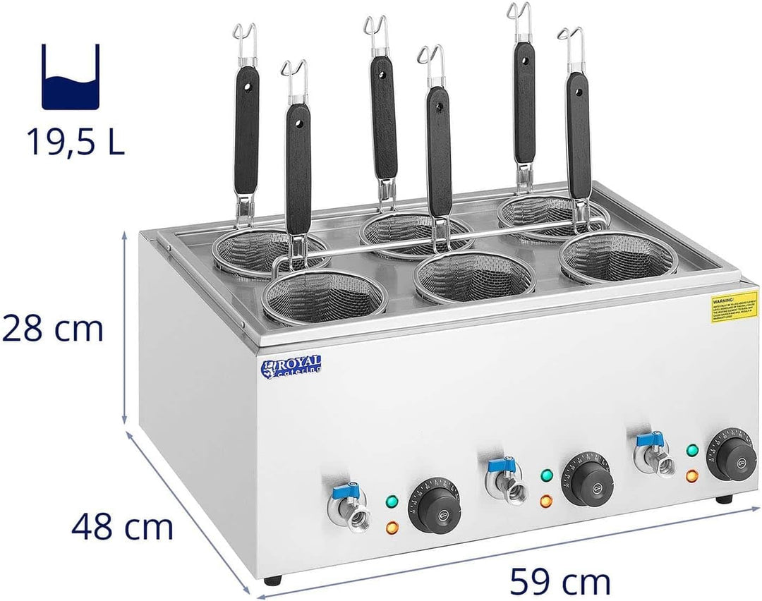 Royal Catering RC-PM006 Nudelkocher mit 6 Körben Temperatur: 30-110 °C Pastakocher Pasta-Station Nud