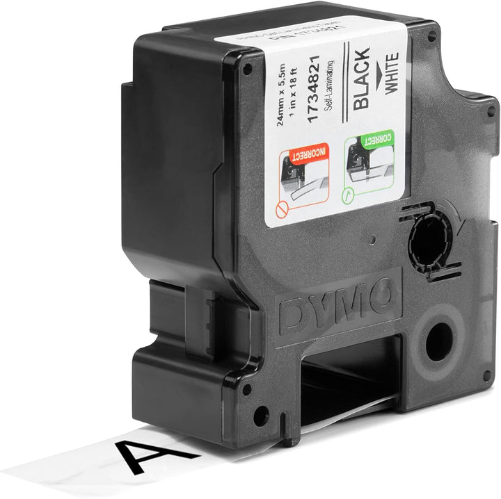 DYMO Rhino Industrie selbstlaminierende etiketten | 24 mm x 5,5 m | Schwarz auf Weiss | für DYMO Rhi