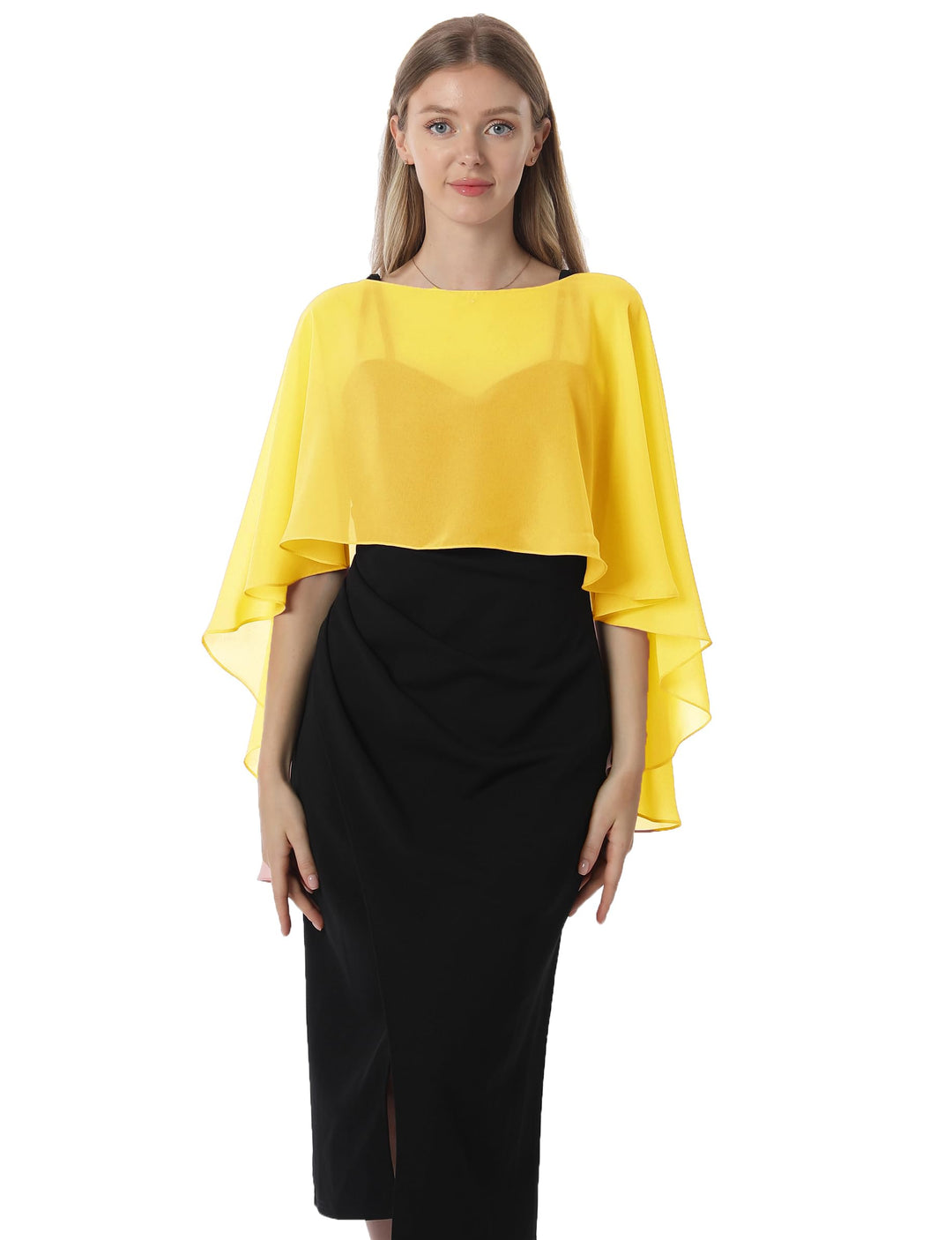 Damen Chiffon-umhang 001 Pashmina-Schal Einheitsgrösse Gelb, Einheitsgrösse Gelb