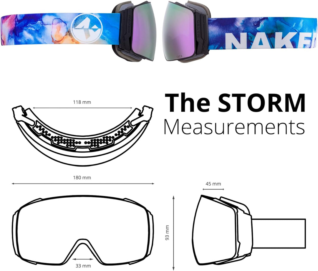 NAKED Optics The STORM Skibrille Männer, Ski Brille Frauen, Snowboardbrille, Skibrille mit Wechselgl