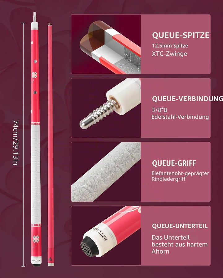 KONLLEN Billardqueue aus Kohlefaser, 58 Zoll, professionelle Billardstöcke für Erwachsene, Vollcarbo