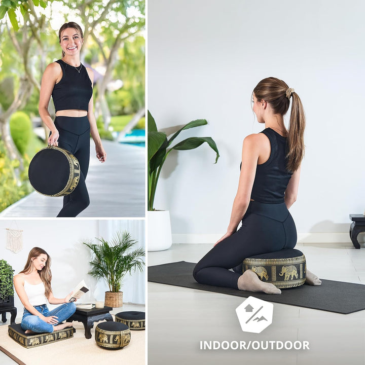 Livasia Meditationskissen Thaiseide, Yogakissen klein mit Kapok, Pouf, Bodenkissen Yoga Zen Meditati