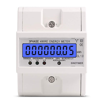 MIRTHBUY Digitaler Stromzähler mit LCD, 3-Phasen 4-Draht, Wechselstromzähler, Geeicht Stromzähler, D