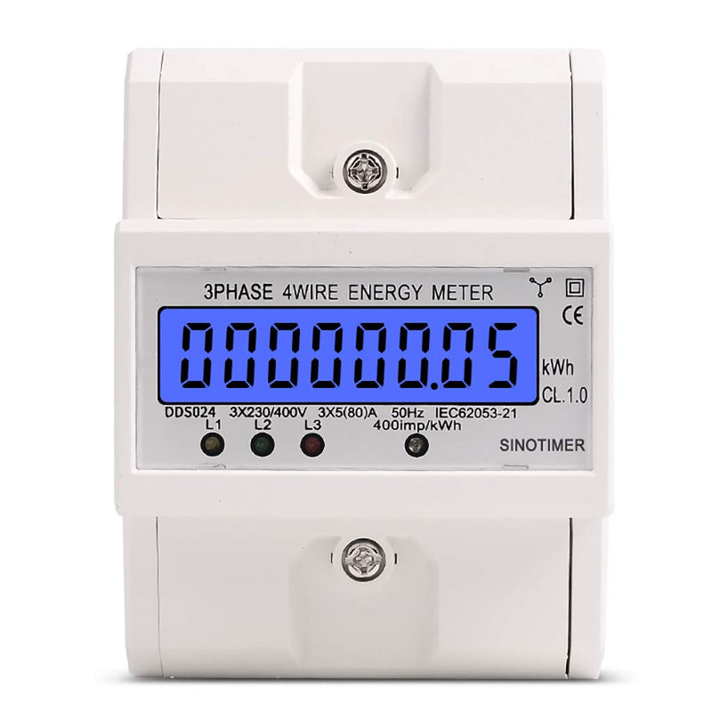 MIRTHBUY Digitaler Stromzähler mit LCD, 3-Phasen 4-Draht, Wechselstromzähler, Geeicht Stromzähler, D