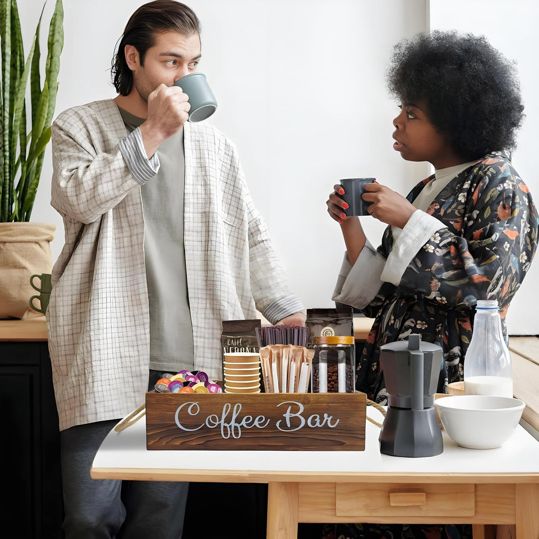 Kaffee-Station Veranstalter, Holz Kaffee-Bar Station mit Griff K Cup Veranstalter Kaffeepods-Halter