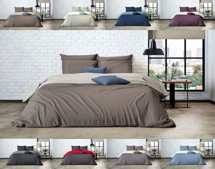 MISTRAL HOME Uni Einfarbig Wende Bettwäsche Edel Perkal 100% Ägyptische Baumwolle, Farbe:Chateau Gre