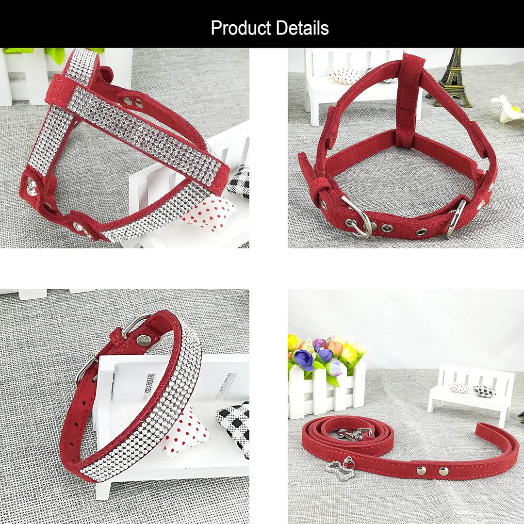 Hundehalsband & Geschirr & Leinen Sets Mode Komfortable Hundehalsband Diamante mit Geschirr & Leinen