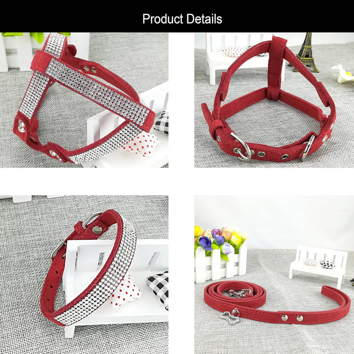 Hundehalsband & Geschirr & Leinen Sets Mode Komfortable Hundehalsband Diamante mit Geschirr & Leinen