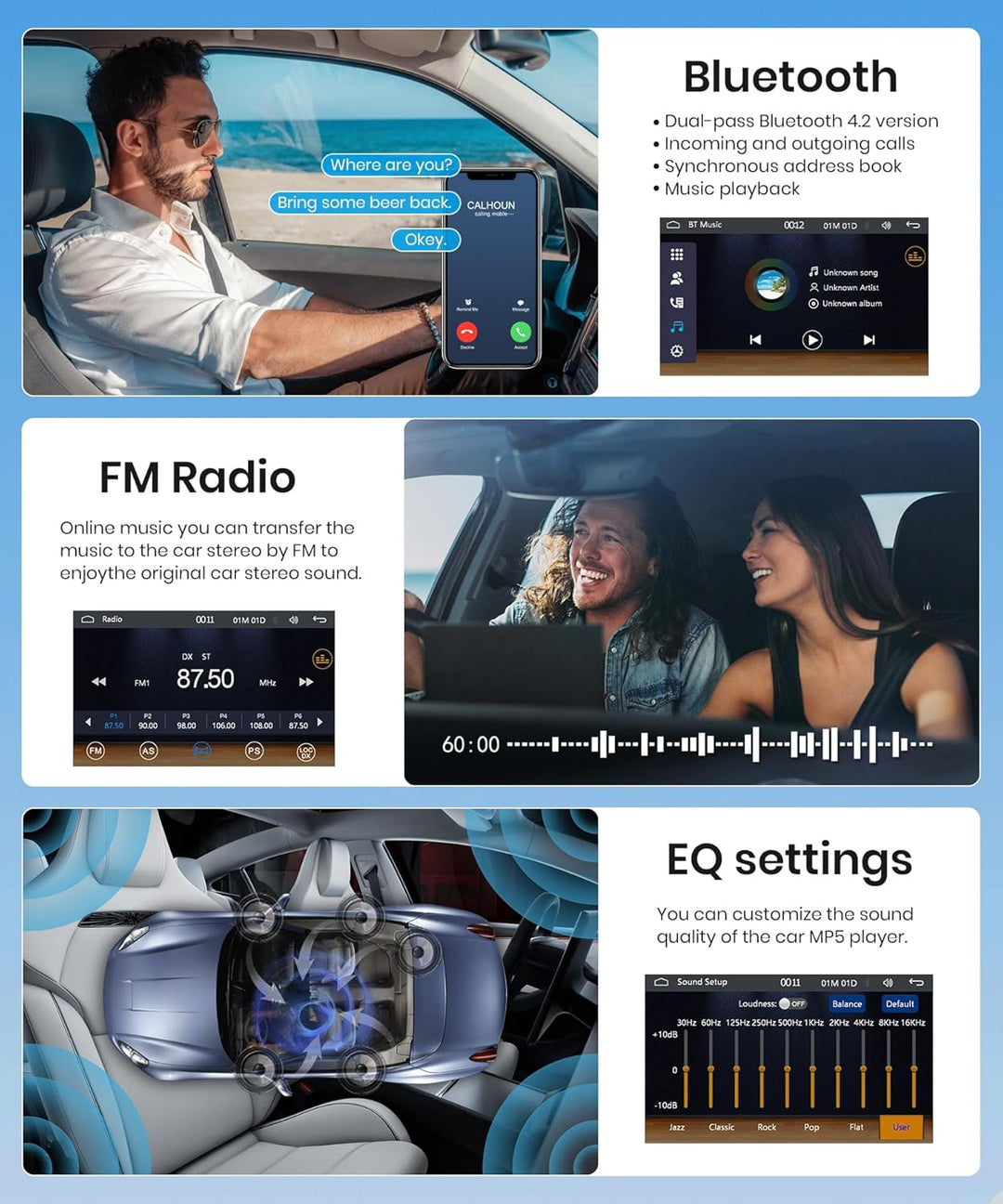 Rimoody Carplay 1 Din Autoradio mit Android Auto 4 Zoll Touchscreen Autoradio 1 Din mit Drehknopf mi