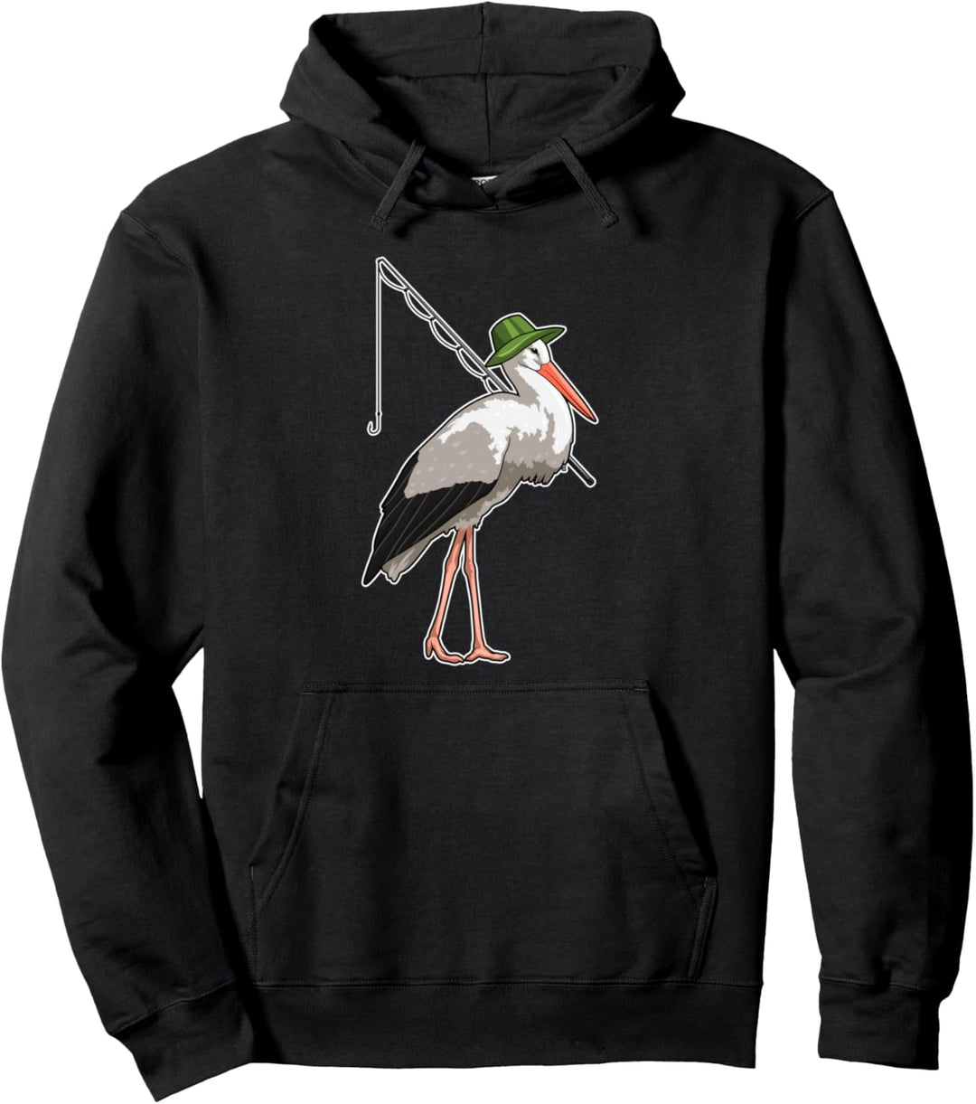 Storch Angeln Angler Angel Pullover Hoodie