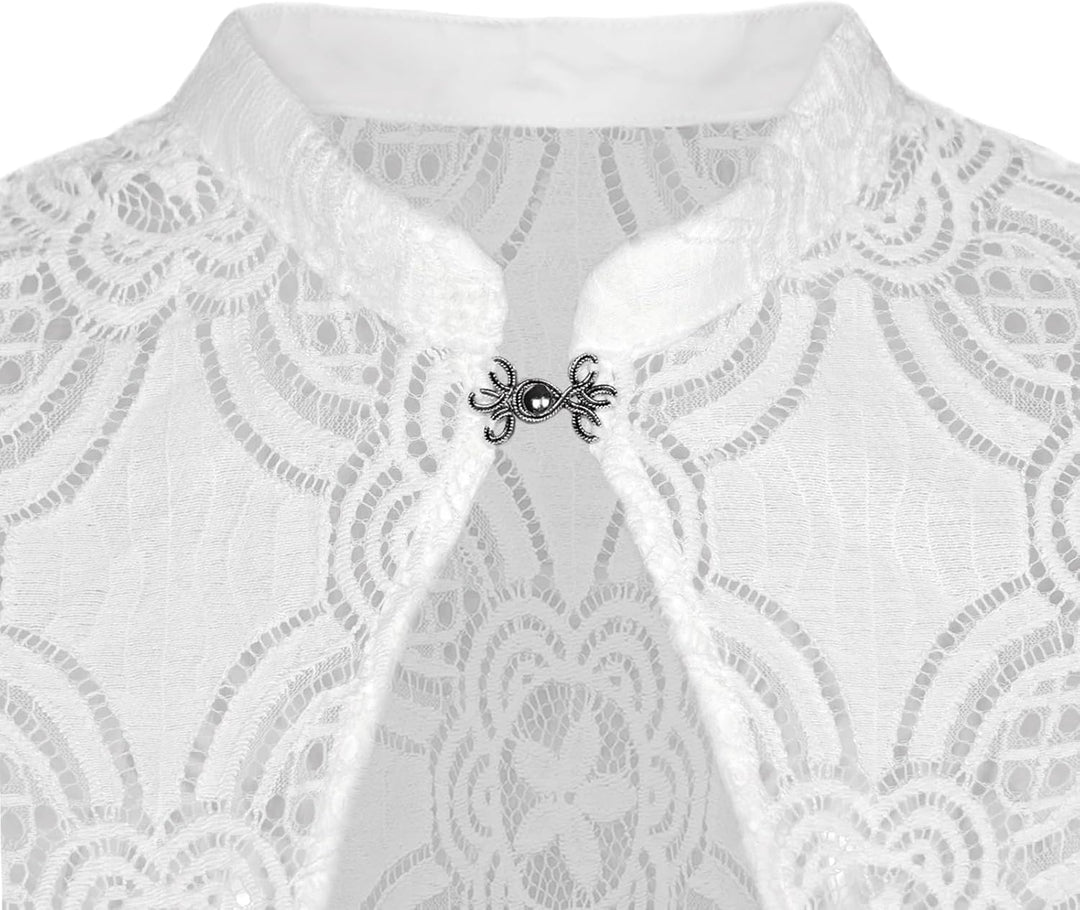 Dirndlparty Dirndlbluse Flügelärmel, Damen Mandarinkragen Dirndl Bluse Oktoberfest Trachtenbluse Cre