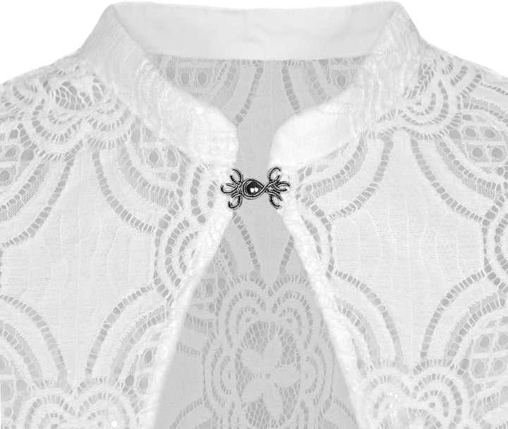 Dirndlparty Dirndlbluse Flügelärmel, Damen Mandarinkragen Dirndl Bluse Oktoberfest Trachtenbluse Cre